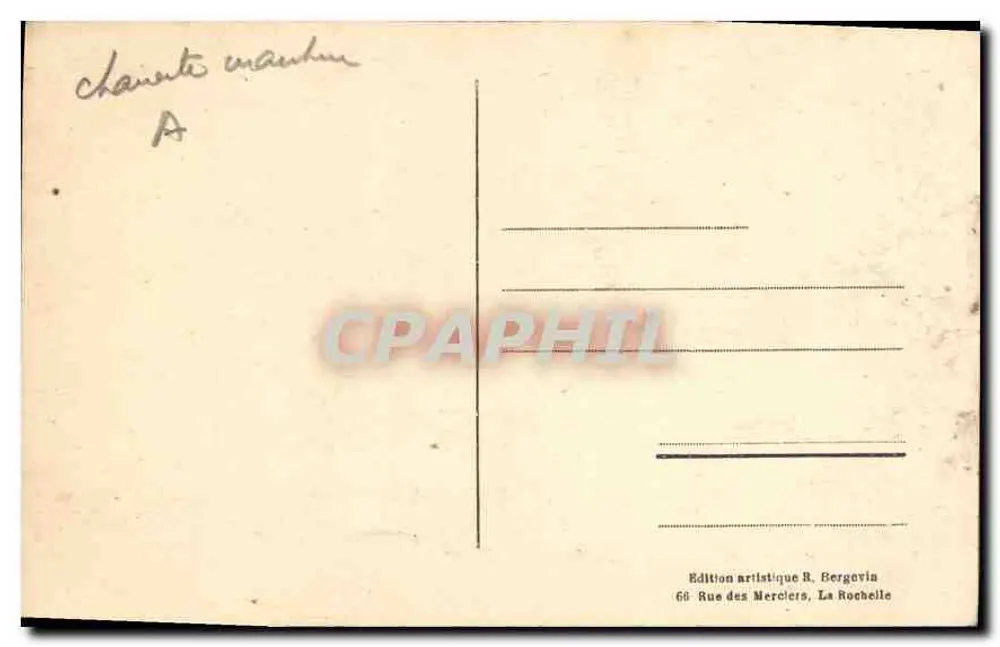 Igreja de CHATELAILLON-PLAGE — vista da entrada sob as árvores — editor R. Bergevin, n° 220 - Verso