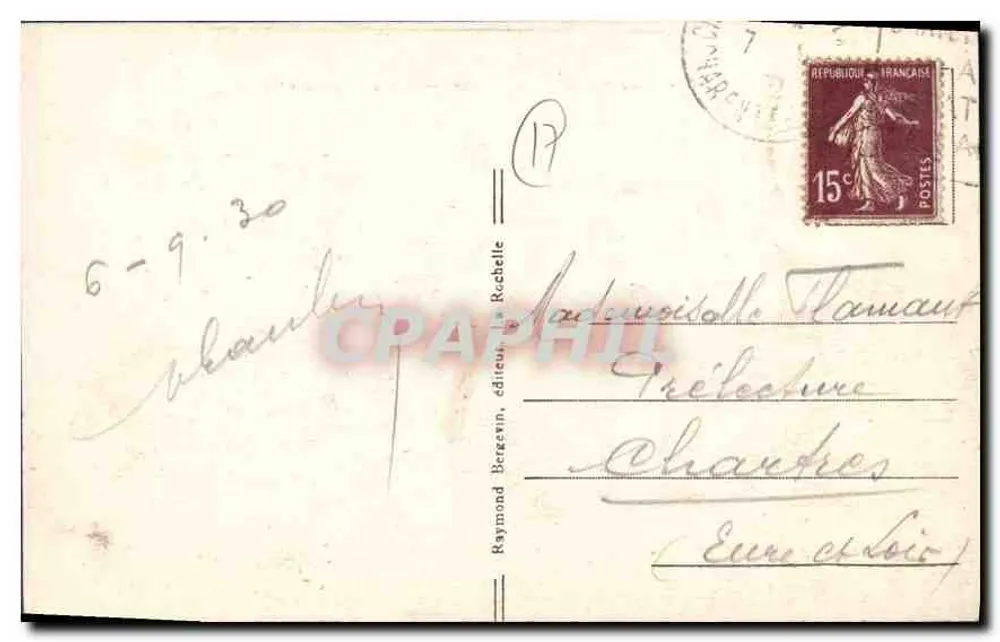 Spiaggia di CHATELAILLON — Vista presa dal mare — editore Raymond Bergéen, n° 263 - Verso