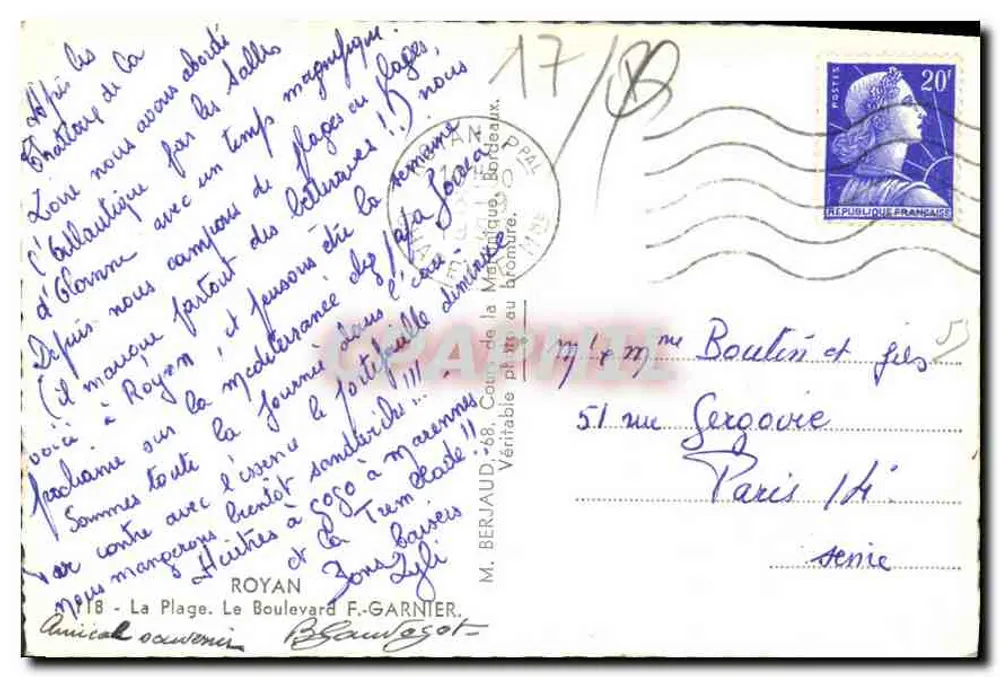 Royan — Praia e acampamentos — M. Berjaud, editor, n°18 A Praia - Verso