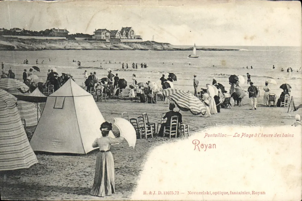 Pontaillac — La Plage à l'heure des bains — R. & J. D. 11075.72 — Novozelski, optique, fantaisies, Royan - Vorderseite