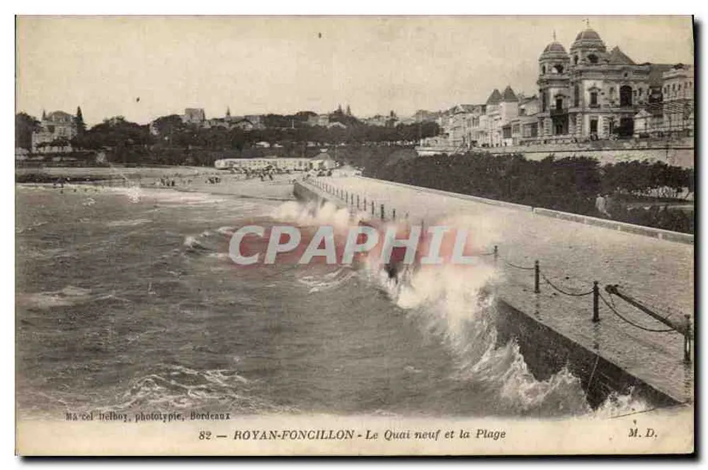 Royan-Foncillon — Der neue Kai und die Strandpromenade — Marcel Helbo, Fototypie, Bordeaux - Vorderseite