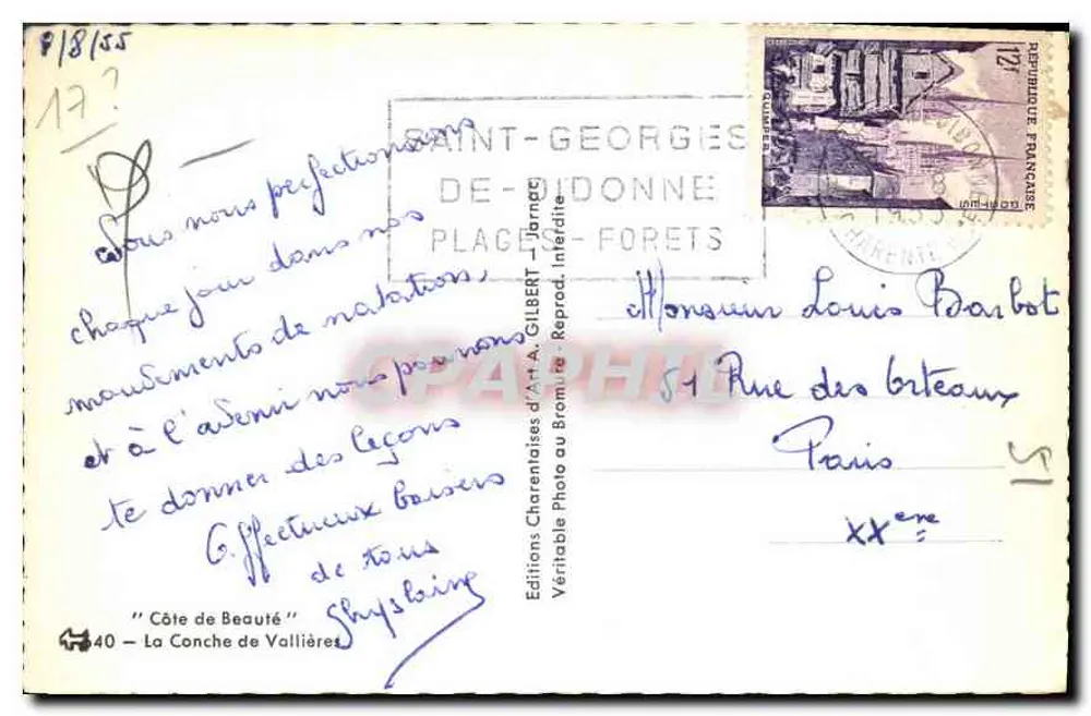 Die Conche de Vallières — Küste der Schönheit — Éditions Gilbers - Rückseite