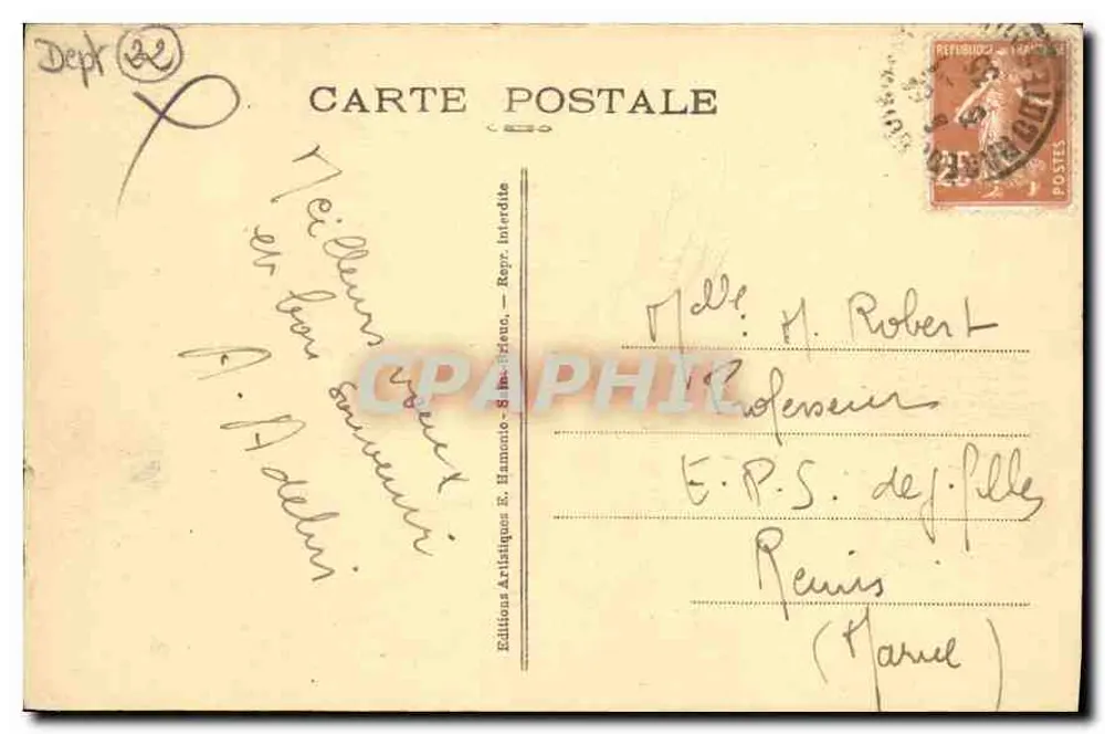 Guingamp — Vista geral tirada do Castel Pic — Edições Artísticas E. Hamonic, 8 imp. Breuc - Verso
