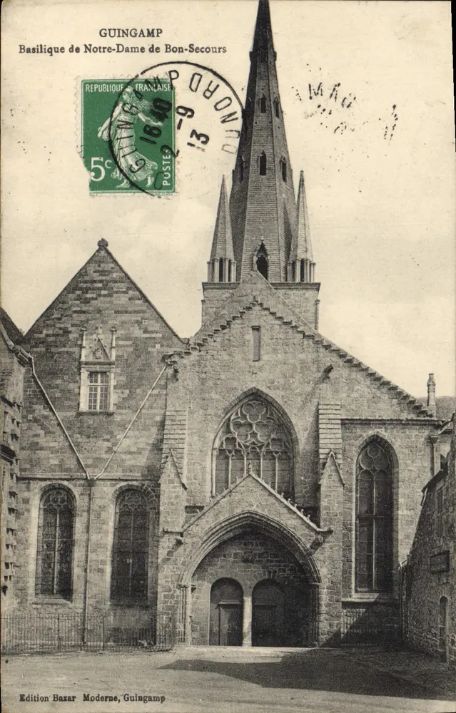 Guingamp — Basílica de Nossa Senhora de Bon-Secours — Edição Bazar Moderno, Guingamp - Frente