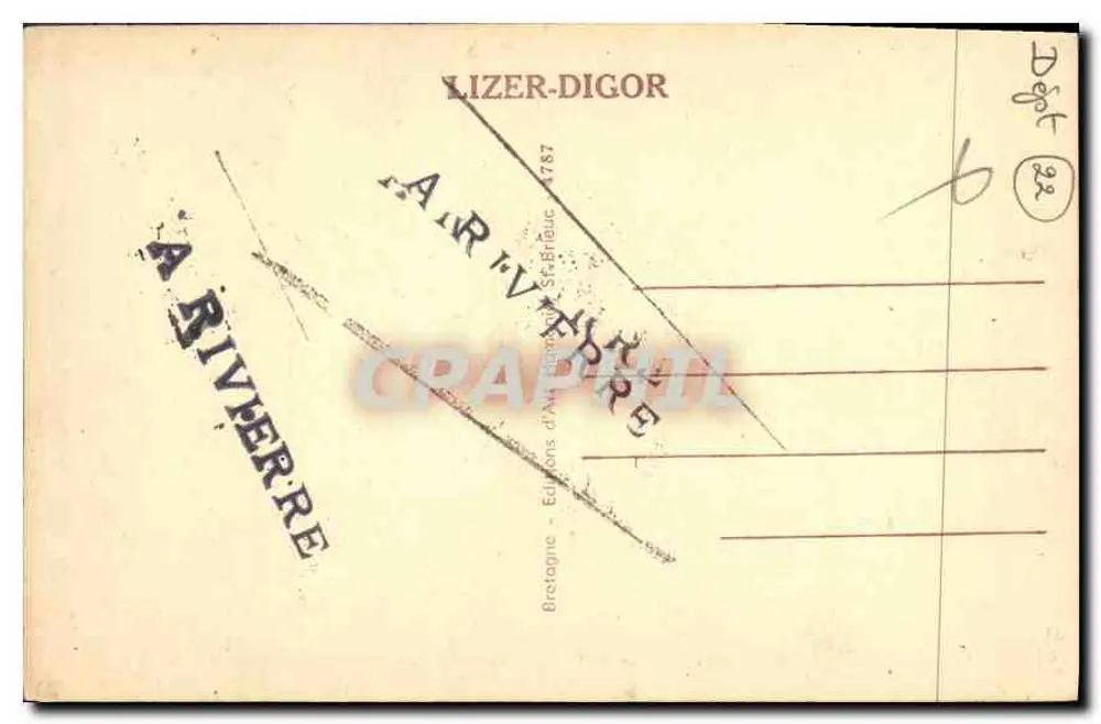 Guingamp — Alte Häuser, Zentrale Platz — E.I. - 55 - Rückseite