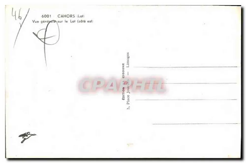 Cahors (Lot) — Vista generale sul Lot (lato est) — Edizione Joudhich, Limoges - Verso