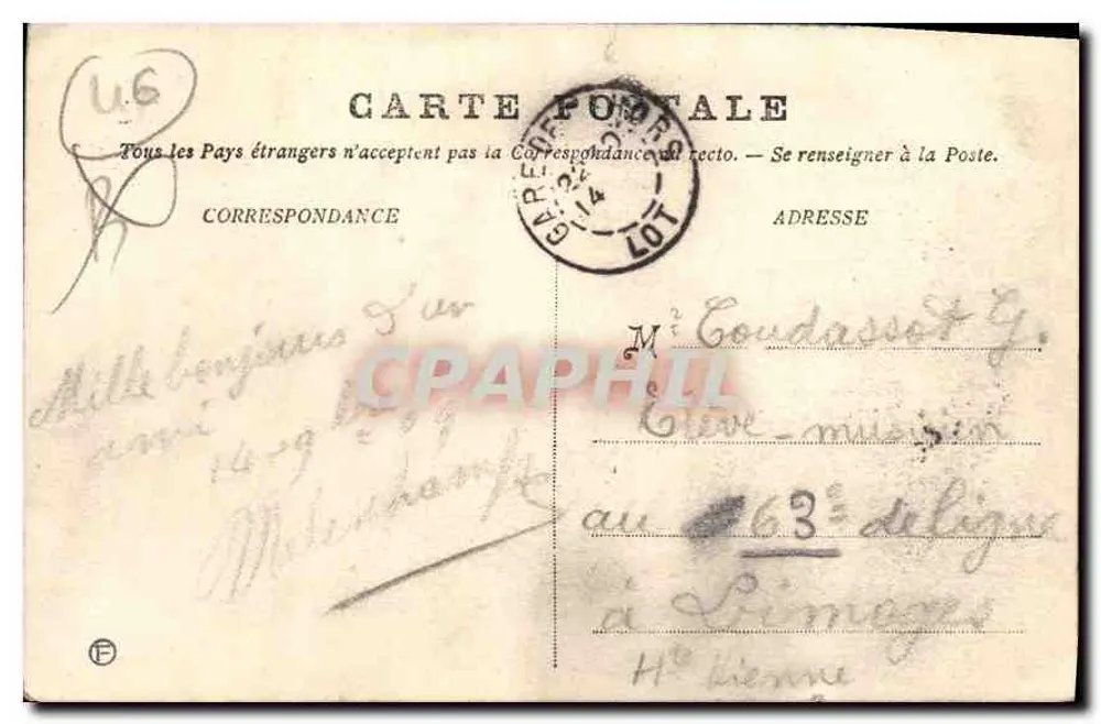 Cahors — vista panorâmica — V.P. CAHORS, n° 107 - Verso