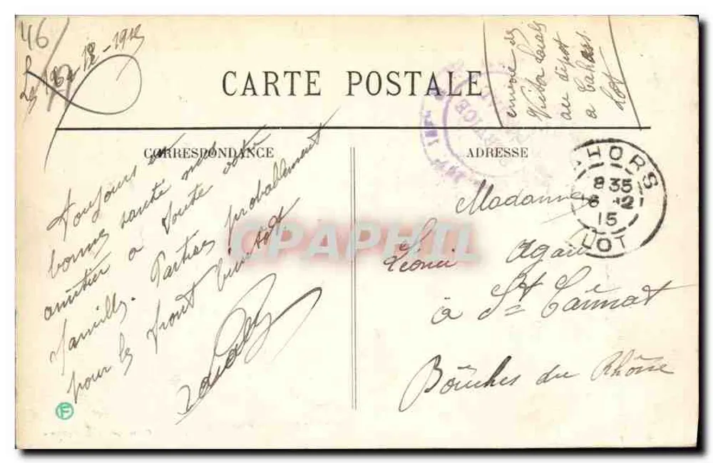 Cahors — Most Louis-Philippe — widok rzeki Lot — Fototypia Patia, St-Céré - Rewers
