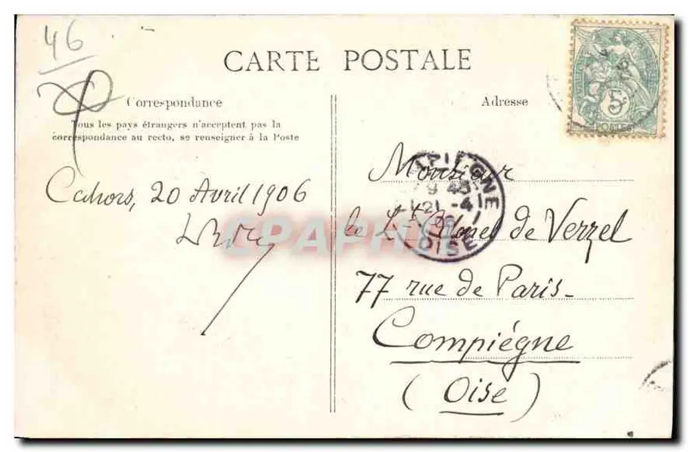Cahors — O Monumento dos Móveis — Lib. Guizat, Cahors - Verso