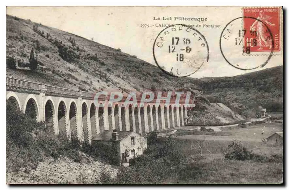 O Lot Pitoresco — Viaduto de Fontanet — Cahors, editor E. Colonna & Cie - Frente