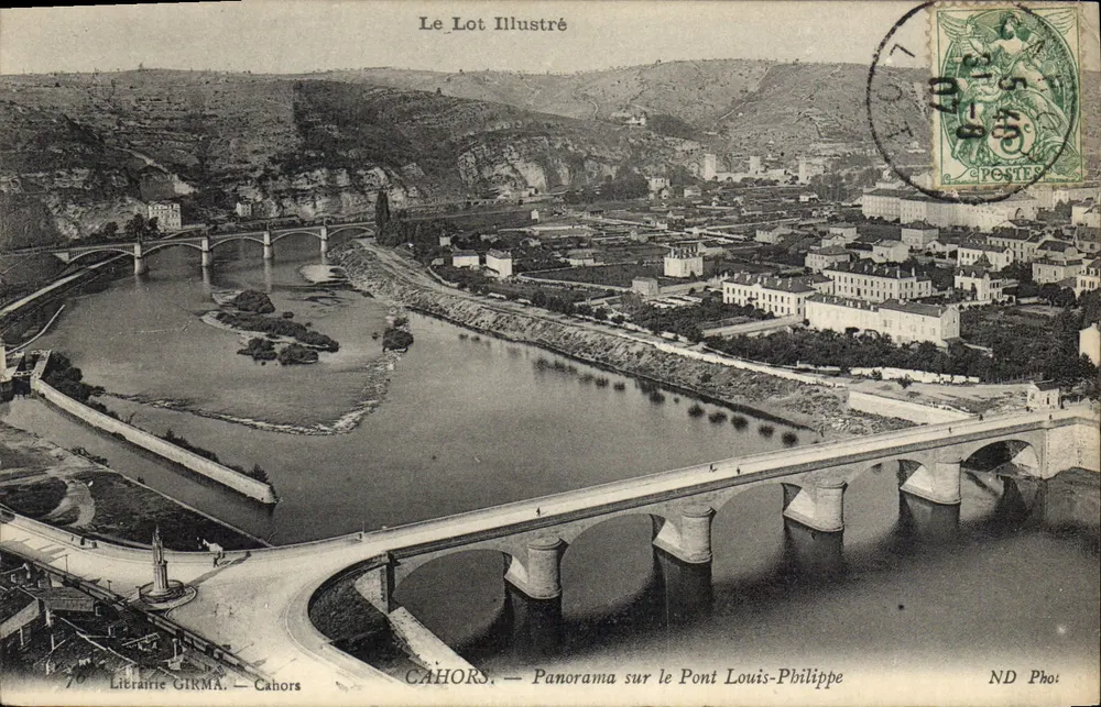Cahors — Panorama sobre o Pont Louis-Philippe — Librairie GIRMA - Frente