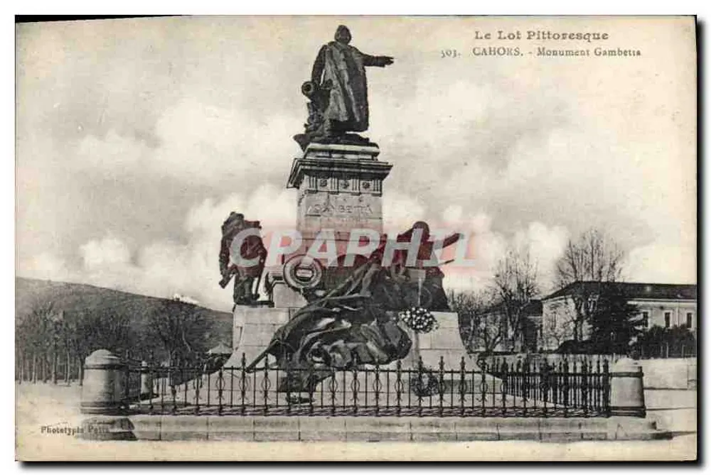 Cahors - Monumento Gambetta — Fototipia Paris, n° 301 - Frente