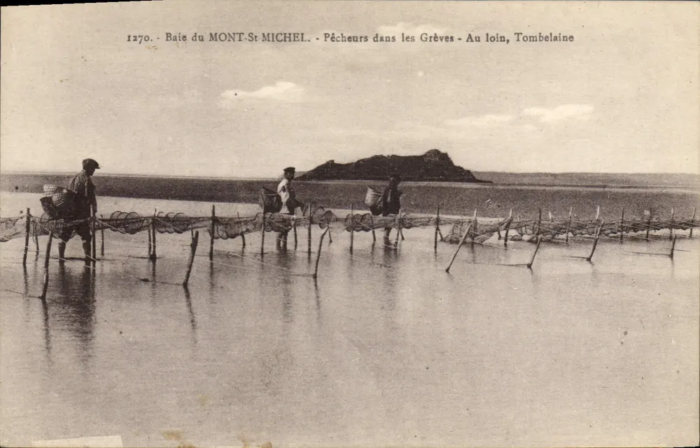 Bucht von Mont-Saint-Michel — Fischer auf den Stränden — In der Ferne, Tombelaine — Laurent Nel, Rennes, n°1270 - Vorderseite