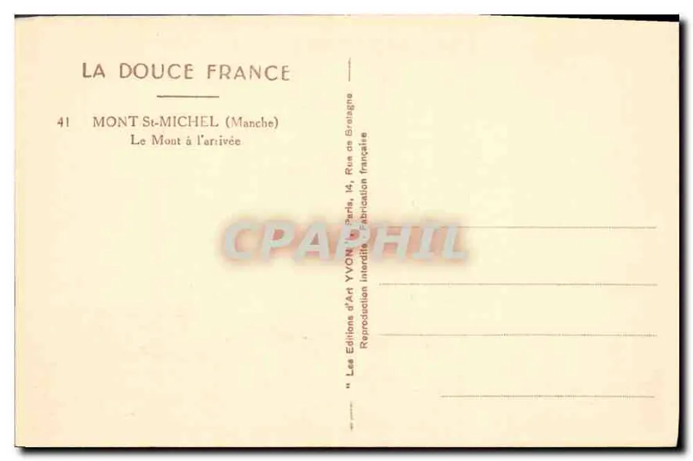 Monte-Santo-Michel — Vista panorâmica — Les Éditions d'Art Yvon, Paris - Verso