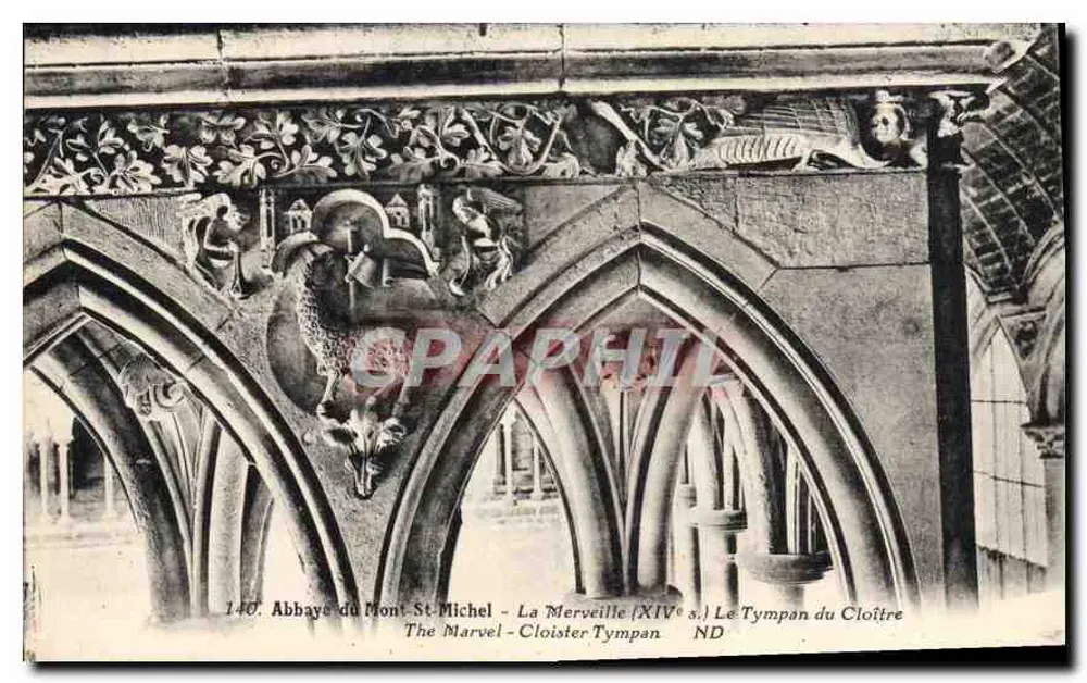 Abadía del Mont-Saint-Michel — El Tímpano del Claustro (siglo XIV) — Editor Lévy et Seurbein, París - Anverso