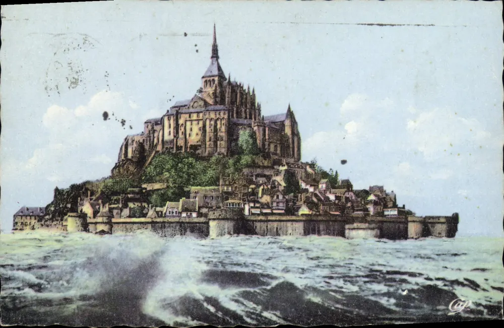 Monte Saint-Michel — vista da baía durante maré alta — C.P. dos Artes Fotográficas, Paris - Frente
