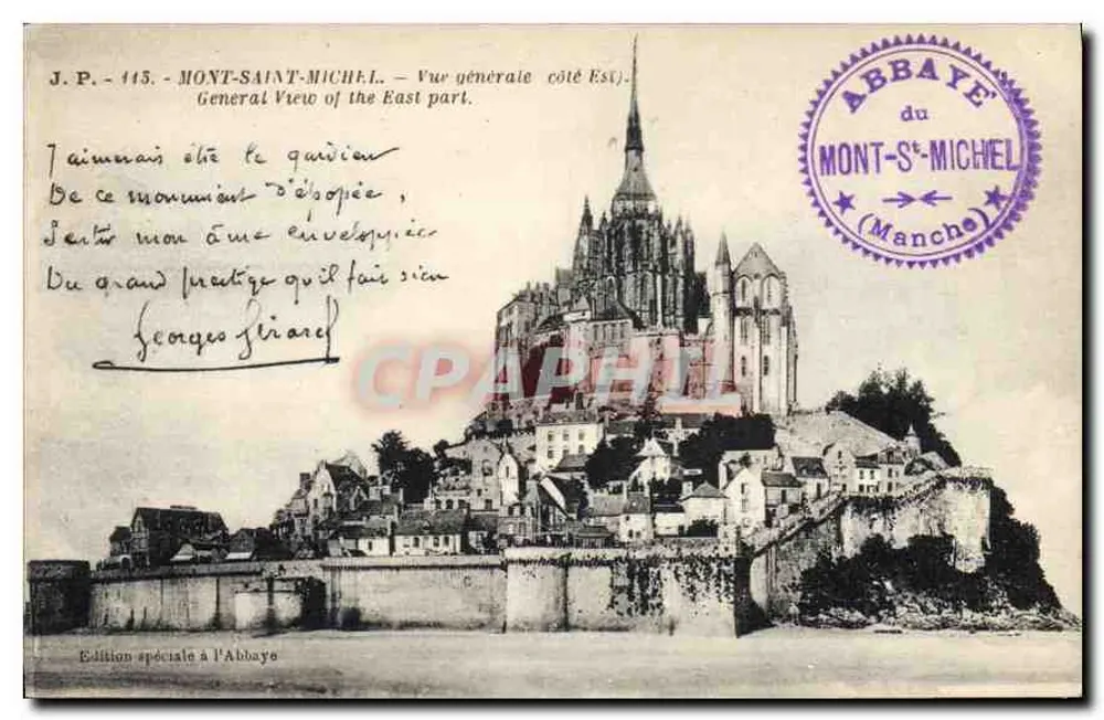 Mont-Saint-Michel — Vista geral do lado Leste — J.P. n°445 — Edição especial na Abadia - Frente