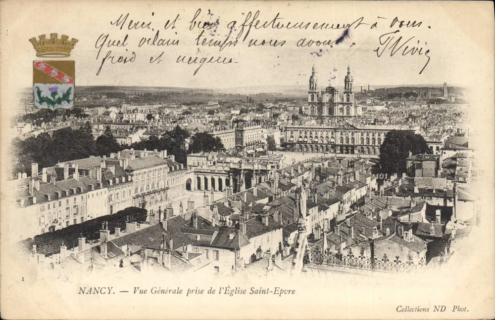 Nancy — Vista generale presa dalla Chiesa di San Epvre — Collezione ND Phot. - Recto