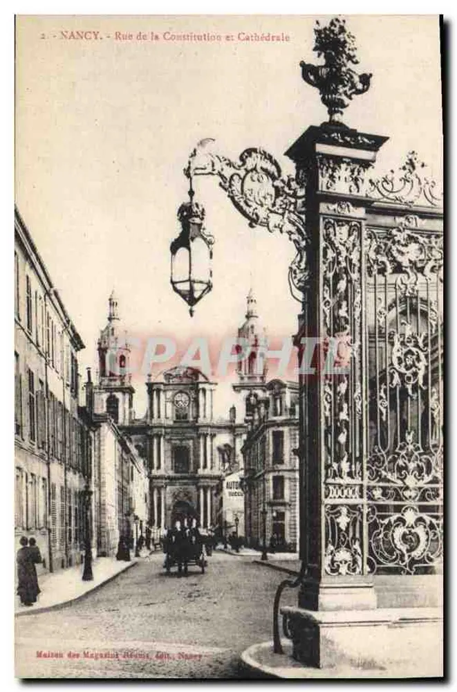 NANCY - Rue de la Constitution e Catedral — Maison des Magasins Généraux, edição Nancy - Frente