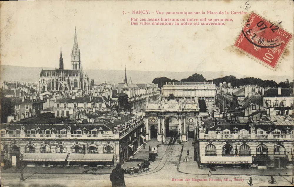 NANCY — Panoramablick auf die Place de la Carrière — Maison des Magasins Réunis, Verlag, Nancy - Vorderseite