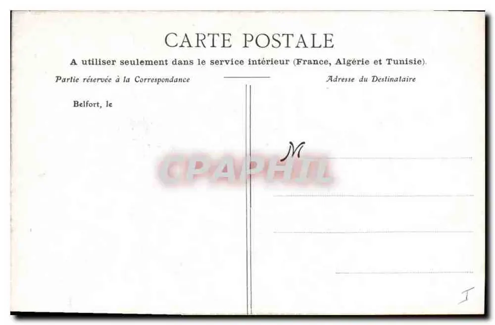 Belfort — La Torre de la Miotte — Recuerdo del Cementerio de los MobiIes - Reverso