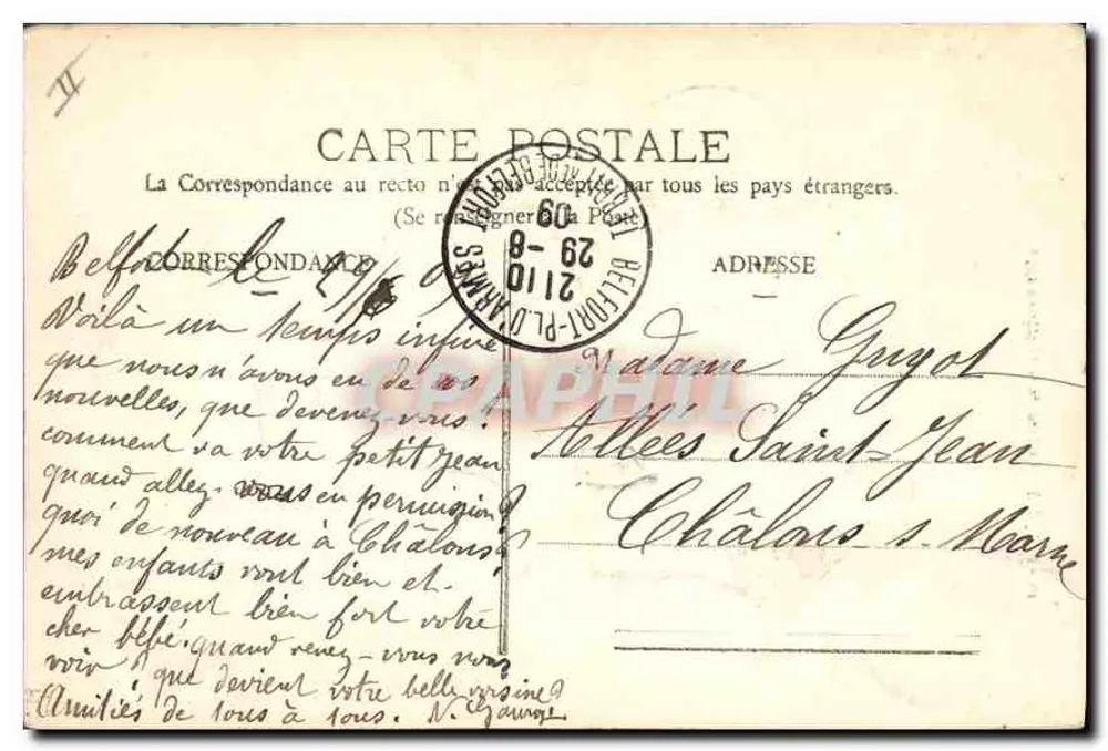 Belfort - La Tour de la Miottie im Jahr 1870 — Ausgabe n°16 - Rückseite