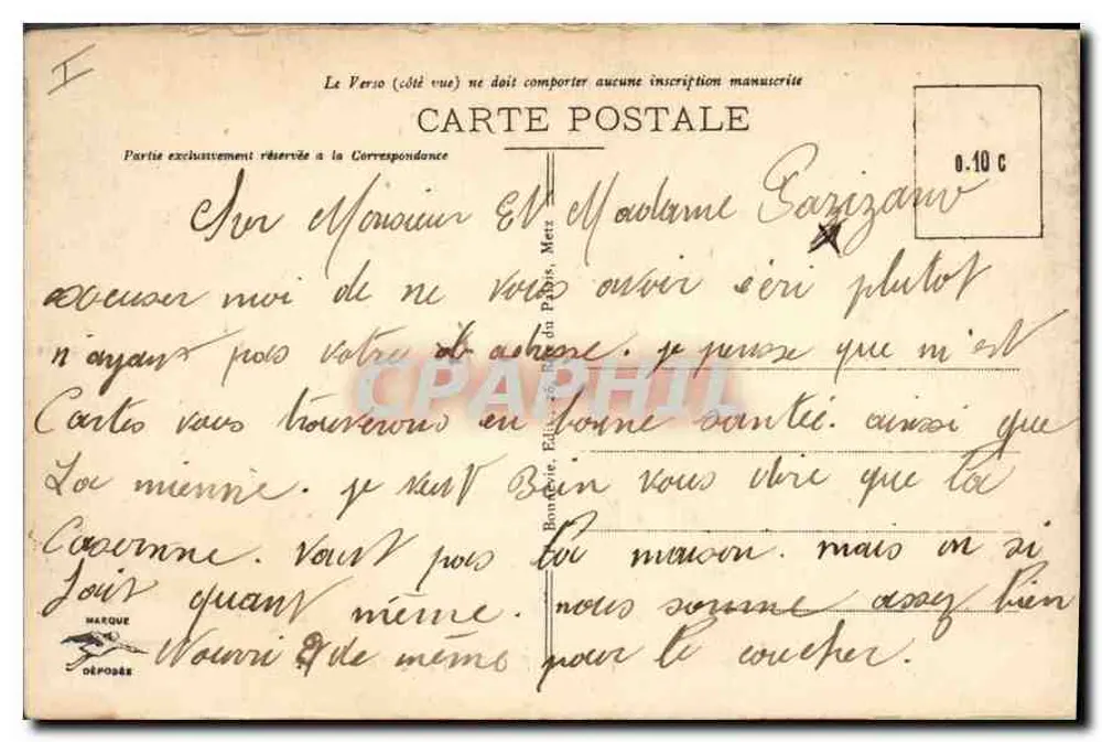 Belfort — Porta de Brisach — editor V. G. Lévy, n°10 - Verso