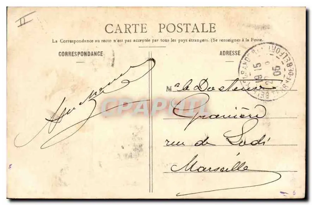 Belfort — Quartel Friederich — Edição Gallois Médéruit, litografia fotográfica - Verso