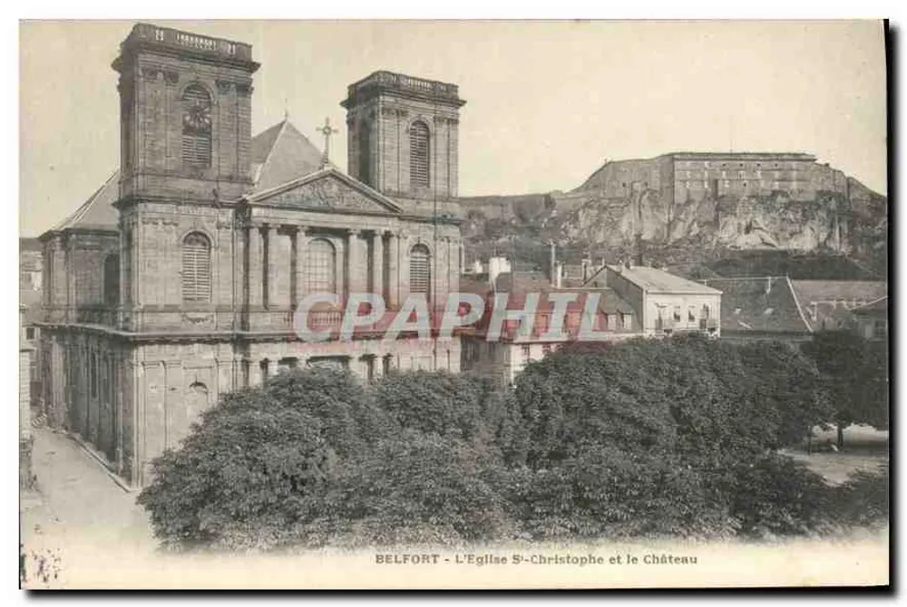Belfort - Kirche Saint-Christophe und Schloss - Vorderseite