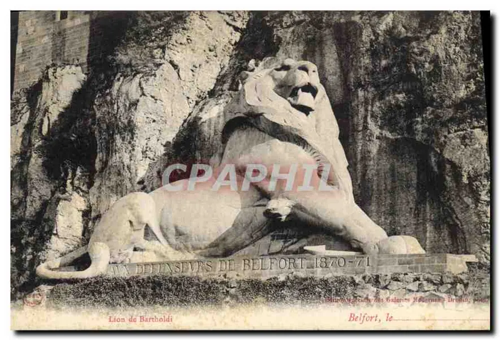 बार्थोल्डी के शेर — बेल्फोर्ट के रक्षकों के स्मारक 1870-71 — गैलेरीज़ हेबरमैन-ड्रोइन, संख्या 100 - आगे