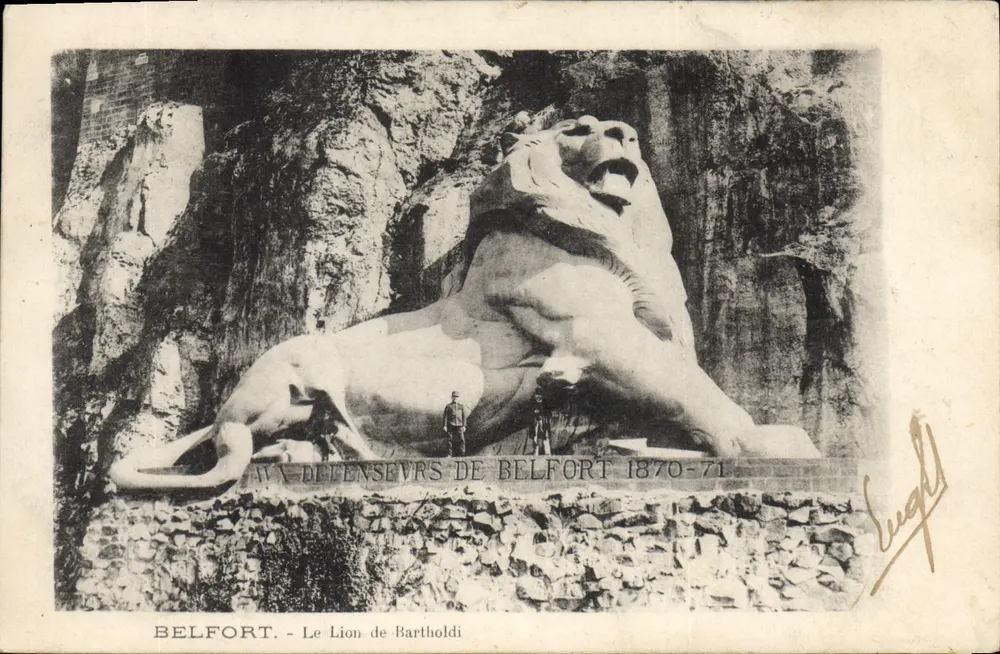 Belfort - O Leão de Bartholdi — Monumento aos Defensores de Belfort 1870-71 — editor Lugth - Frente