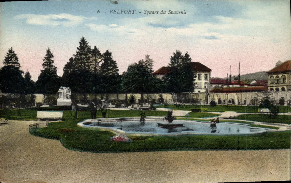 Belfort - Square du Souvenir — vista do bassin e do monumento — editor H. Boy, n°6 - Frente