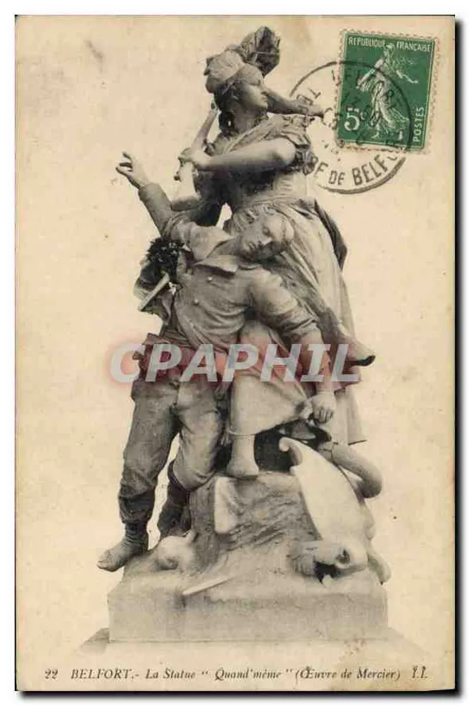 Belfort - A Estátua 'Quand même' (Obra de Mercier) - Editor Y.L. n°22 - Frente