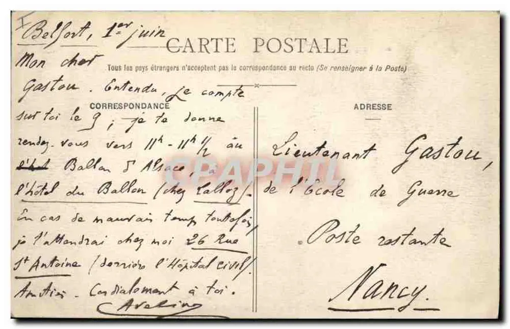 Belfort — O Leão (obra de Bartholdi) — Edição especial das Galerias Modernas - Verso