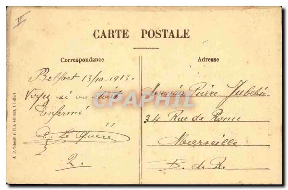 Belfort - Die Porte de France (1892 abgerissen) — J. B. Schamit & Fils, Verlag - Rückseite