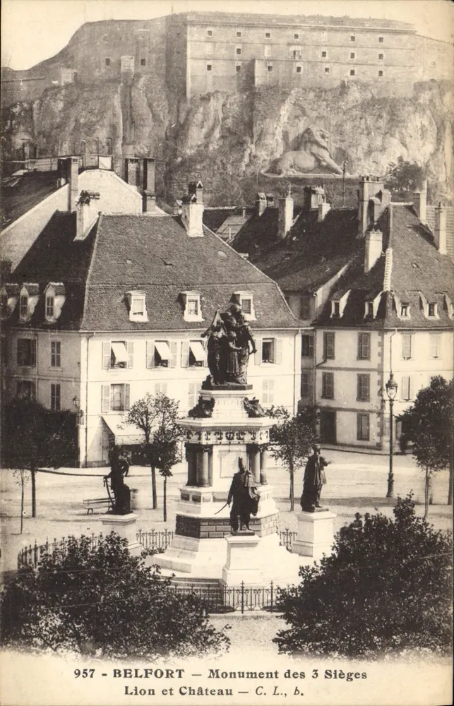 Belfort — Denkmal der 3 Belagerungen — Löwe und Schloss — C. L., b. Nr. 957 - Vorderseite