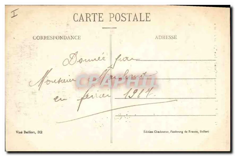 Belfort - Monumento 'Quand Même', Praça das Armas — Edição Chadourne, Faubourg da França, Belfort - Verso