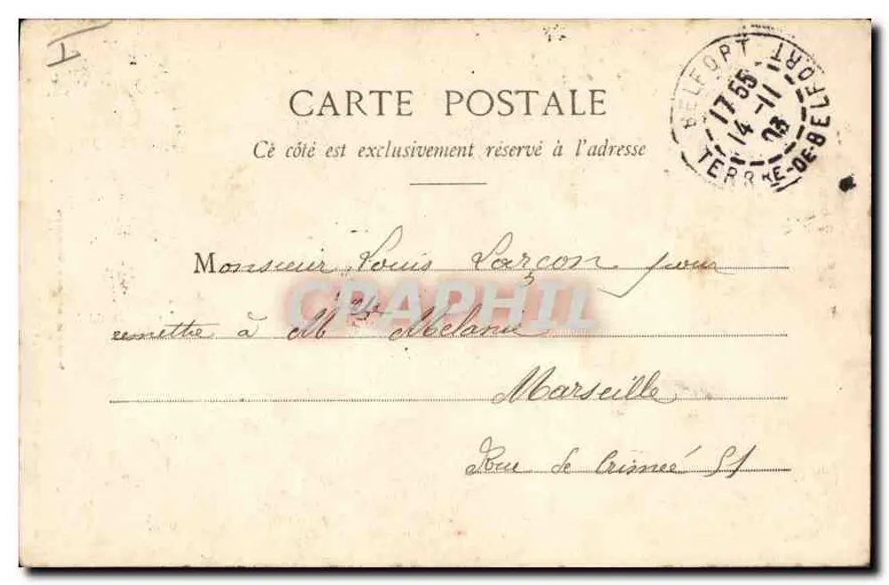 Monumento dos Mortos — Belfort — Editor (Depósito) N° 2797 - Verso