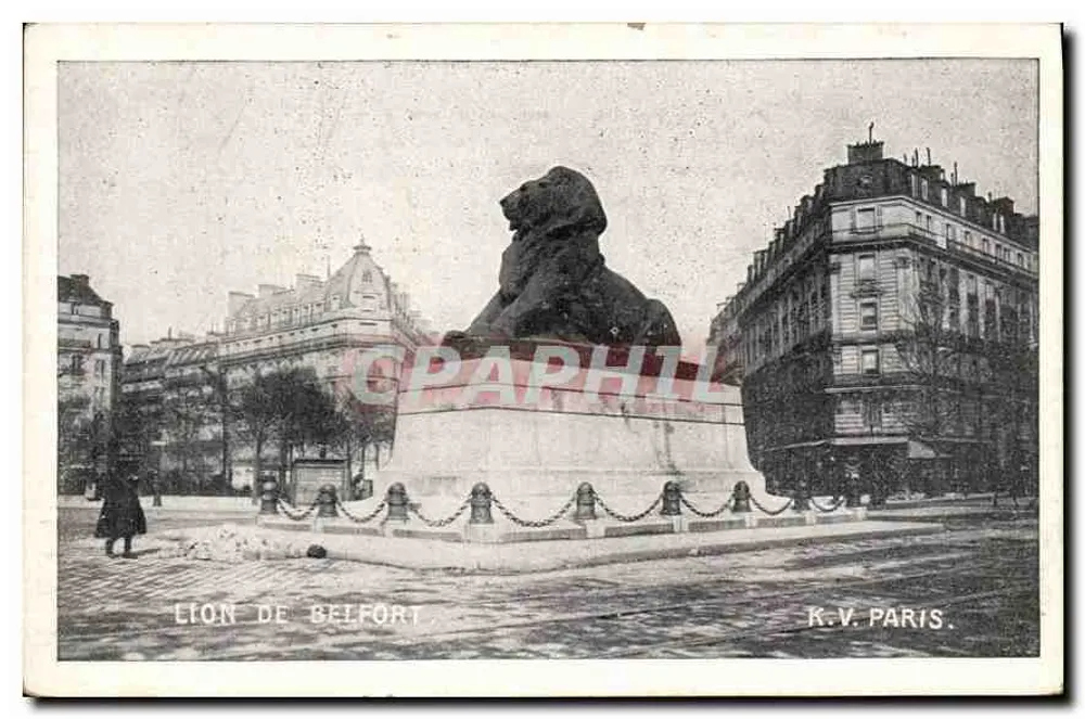 Leão de Belfort — estátua monumental em Paris — K.V. PARIS. - Frente
