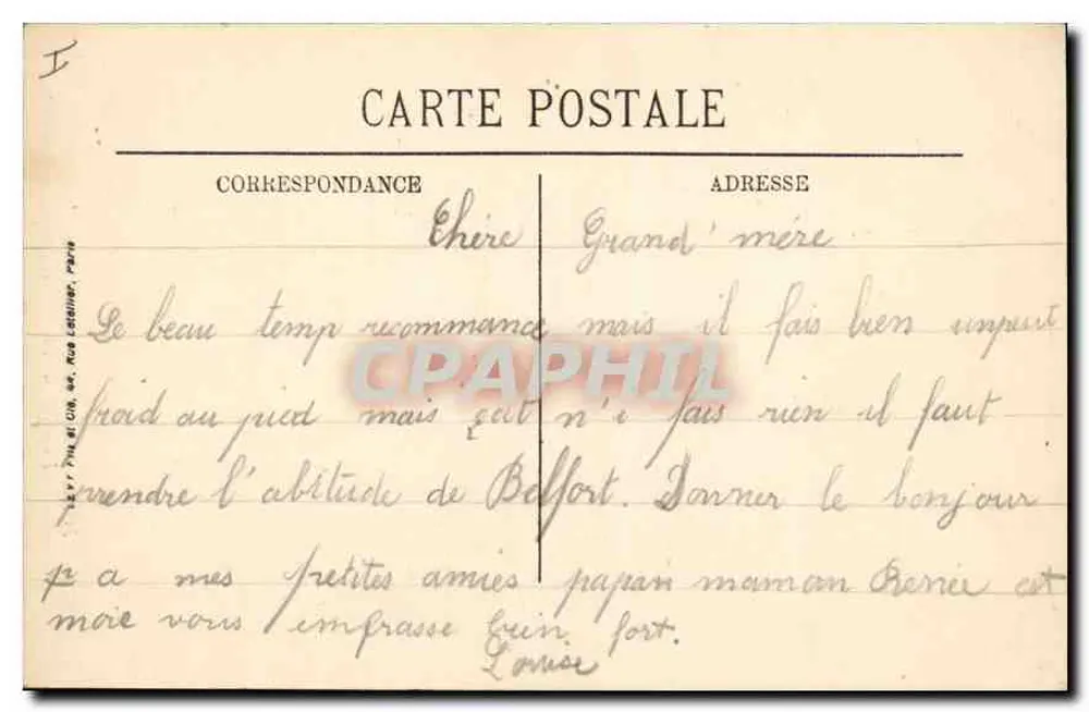 Belfort — A Estátua « Quand Même » — Obra de Mercié — LL. - Verso