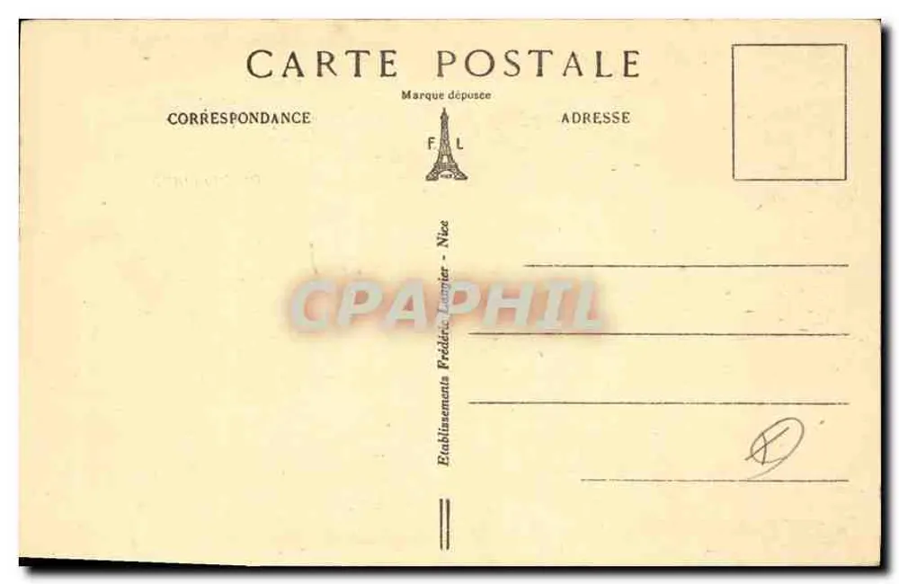 Porta esculpida com estátuas de personagens — Editor: Estabelecimentos Frédéric Lamer - Nice - Verso