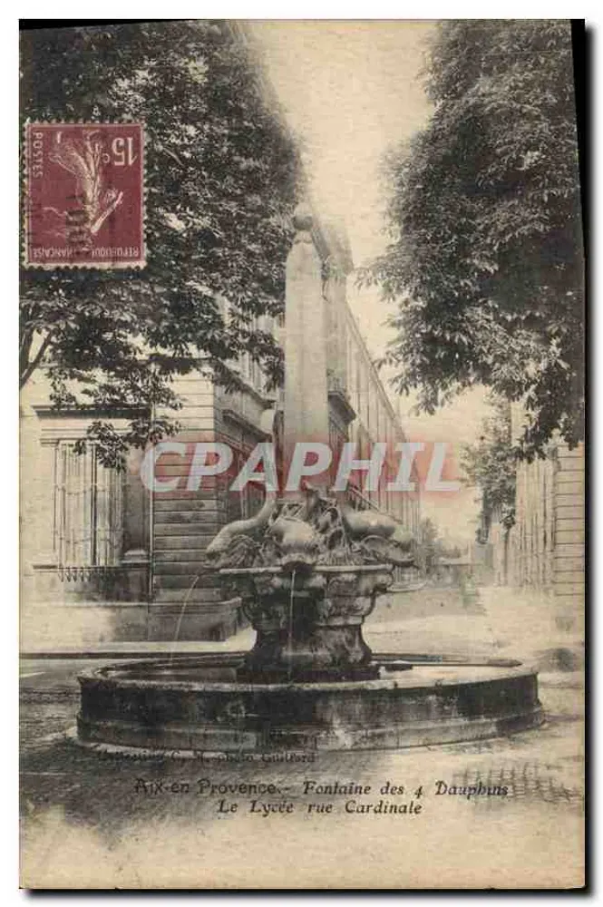 Aix-en-Provence — Fontaine des 4 Dauphins, Le Lycée rue Cardinale — Foto Guillard - Vorderseite