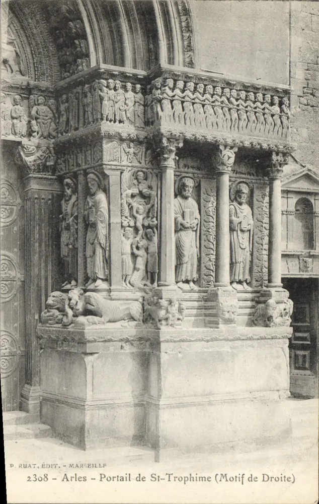 Arles - Portal von St-Trophime (Rechtes Motiv) — P. Ruat, Verlag Marseille — n° 2308 - Vorderseite