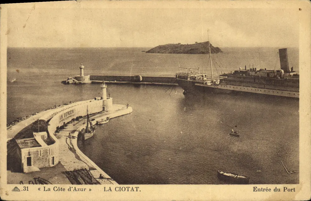 Die Côte d'Azur — Eingang zum Hafen — La Ciotat, Verlag La Berger, n°31 - Vorderseite