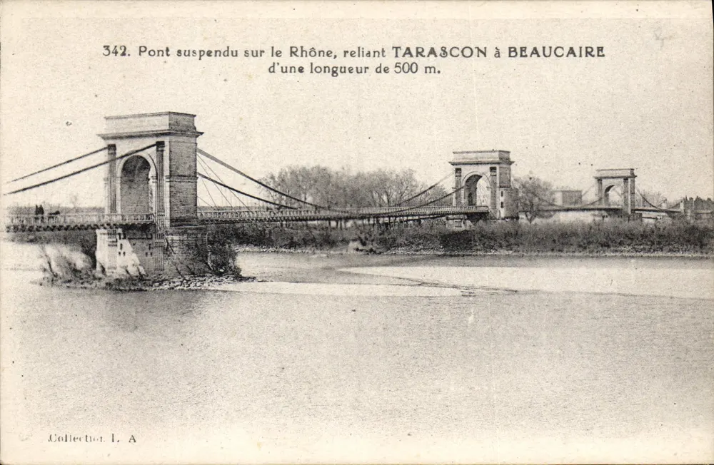 Hängbrücke über den Rhône, verbindet Tarascon mit Beaucaire — Collect. L. A. n° 342 - Vorderseite