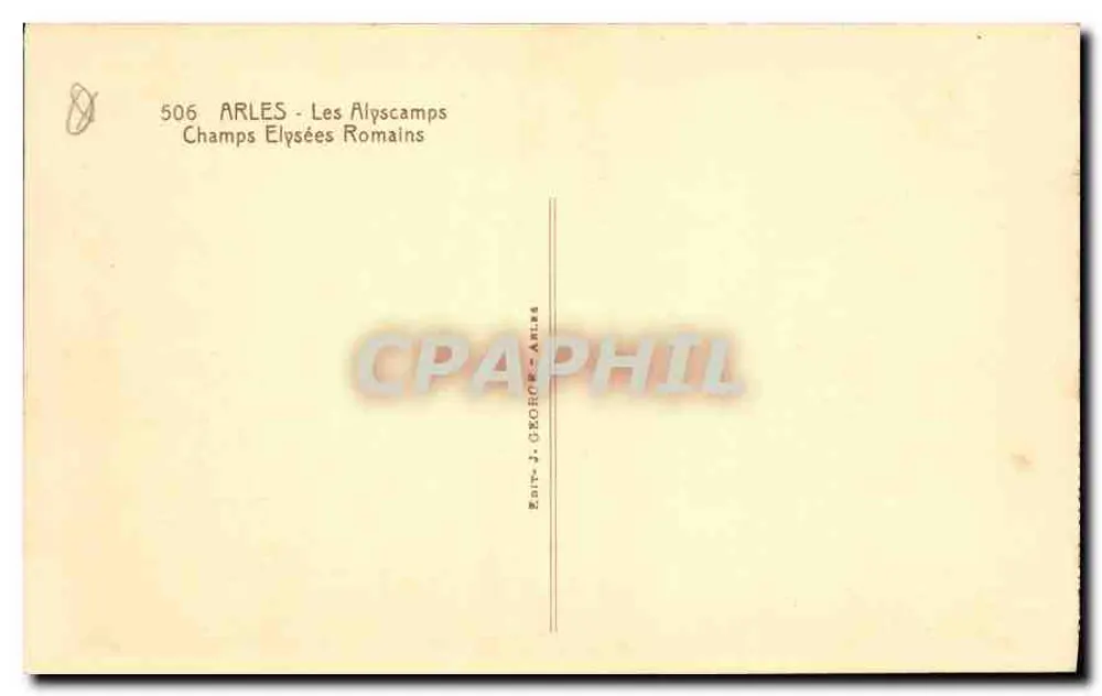 Arles — Os Alyscamps — Editor J. George - Verso