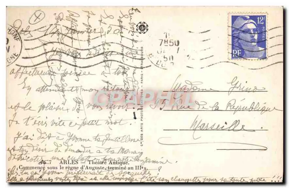 Arles — Teatro Antigo — C. DES ARTS PHOTOGRAPHIQUES - Verso