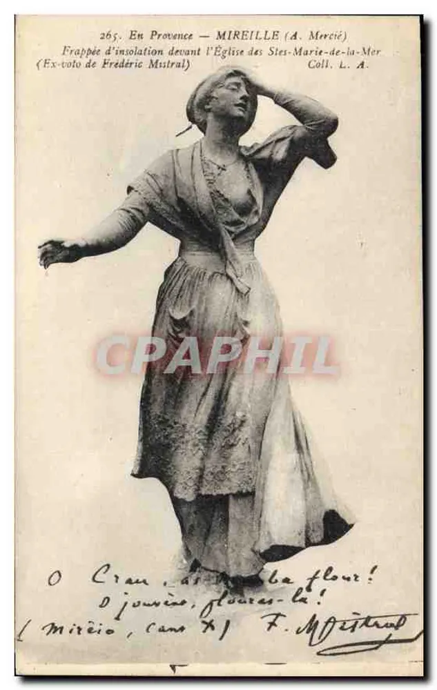 Mireille (A. Mercié) — Estátua da mulher da Provência — Ex-voto de Frédéric Mistral, edição Coll. L. A. - Frente