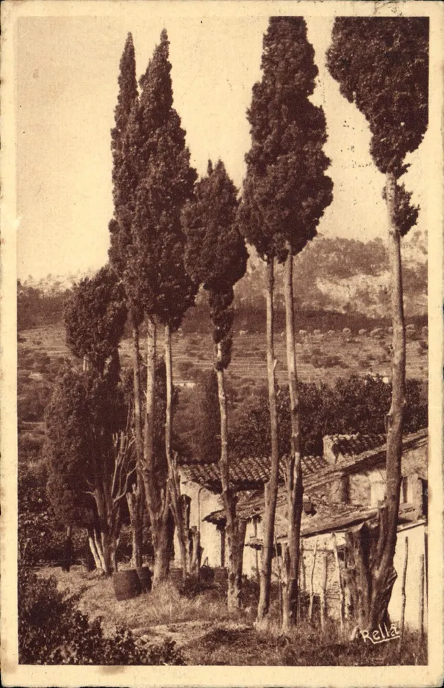 Paisagem provençal — ciprestes e casa — Coleção Rella, n°200 - Frente