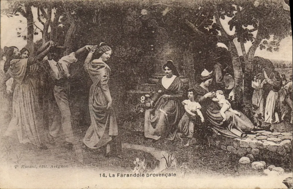 Farandole prowansalska — scena tańca — P. Rosant, wyd. Avignon, n°14 - Awers